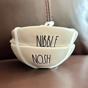 Rae Dunn NIBBLE & NOSH Set of 2 Ceramic Mini Bowls BRAND NEW!!